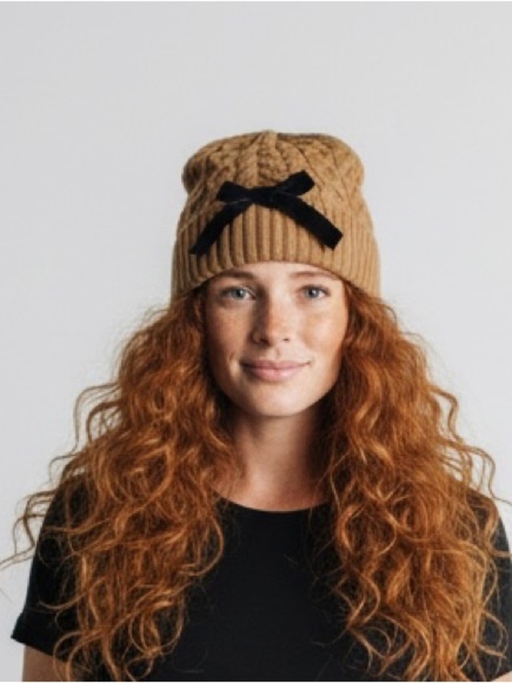 Kate Spade New York Cable Knit Beanie W/ Velvet Bow